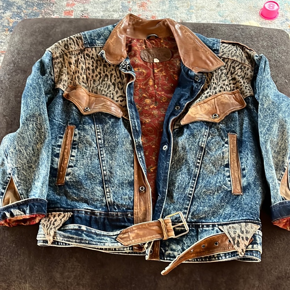 Denim and leather jacket original and authentic 1980s